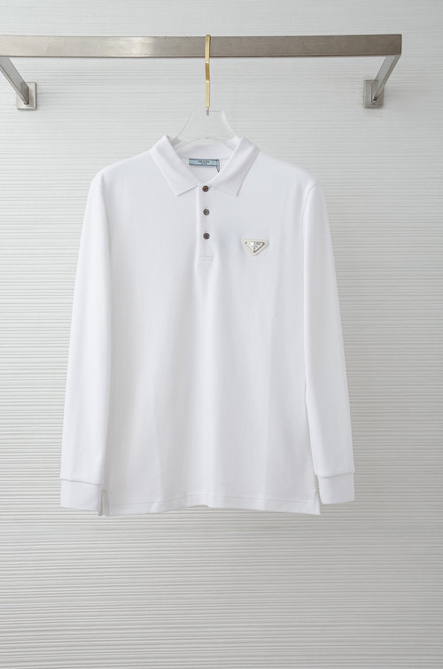 Prada Pure Cotton Long Sleeve Button-down T-Shirt