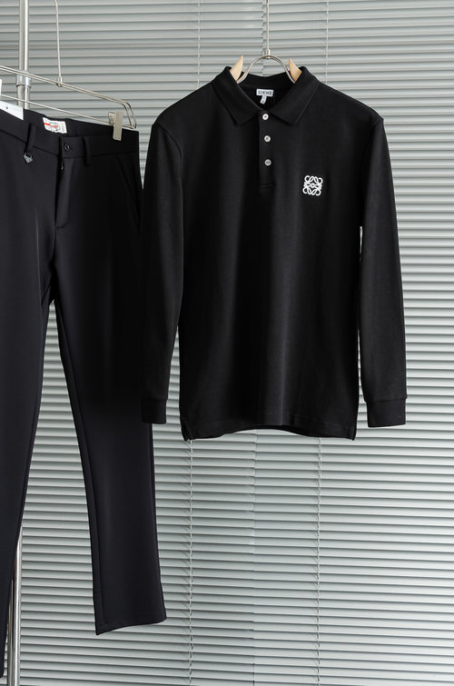 Loewe Soft and Comfortable Solid Color Long-Sleeve T-Shirt