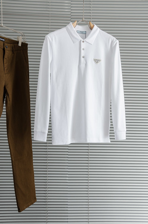 Prada Solid Color Long-Sleeve T-Shirt, Soft and Comfortable