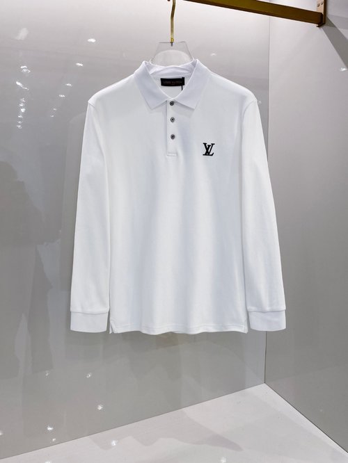 Louis Vuitton Luxury Long-Sleeve Polo Shirt with Egypt Cotton