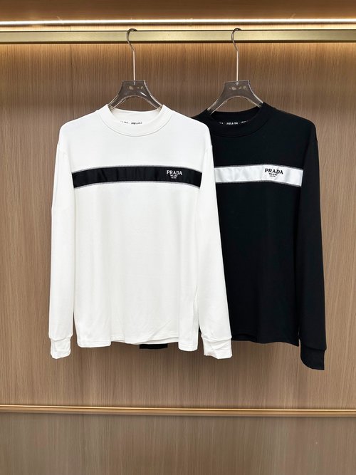 Prada Embroidered Logo Half-high Collar T-shirt