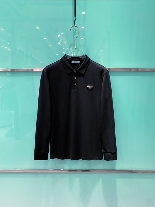 Prada Luxurious Long-Sleeve Polo with Sophisticated Design