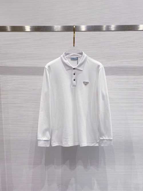 Prada Elegant Long-Sleeve Polo Shirt with Luxury Feel