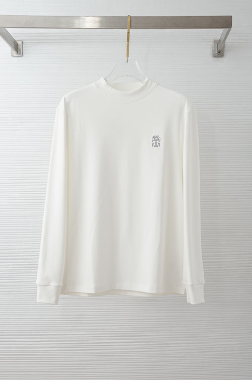 Brunello Cucinelli Stereo Embroidery T-Shirt with Fine Texture