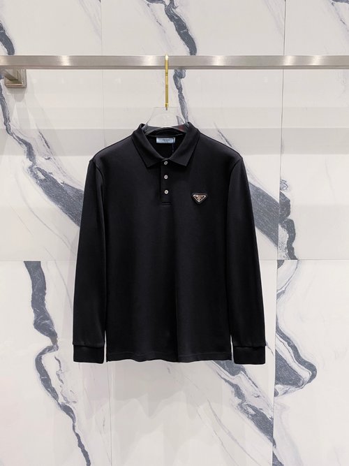 Prada Luxurious Long-Sleeve Polo Shirt with Elegant Design