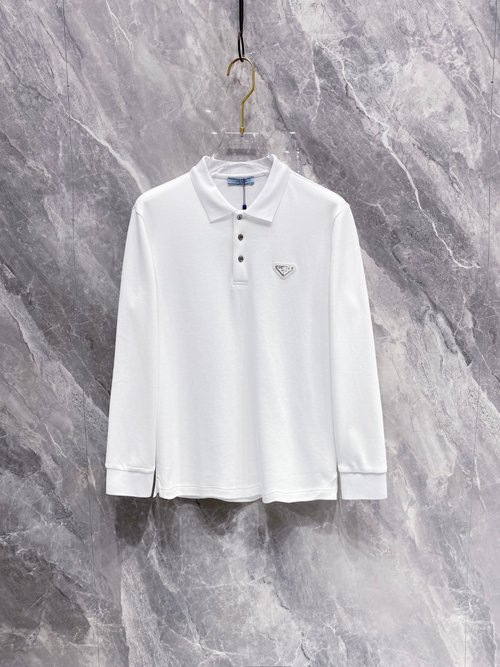 Prada Luxurious Long-Sleeved Polo Shirt with Elegance