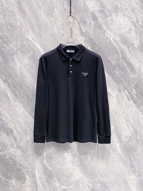 Prada Luxurious Long-Sleeved Polo Shirt with Elegance