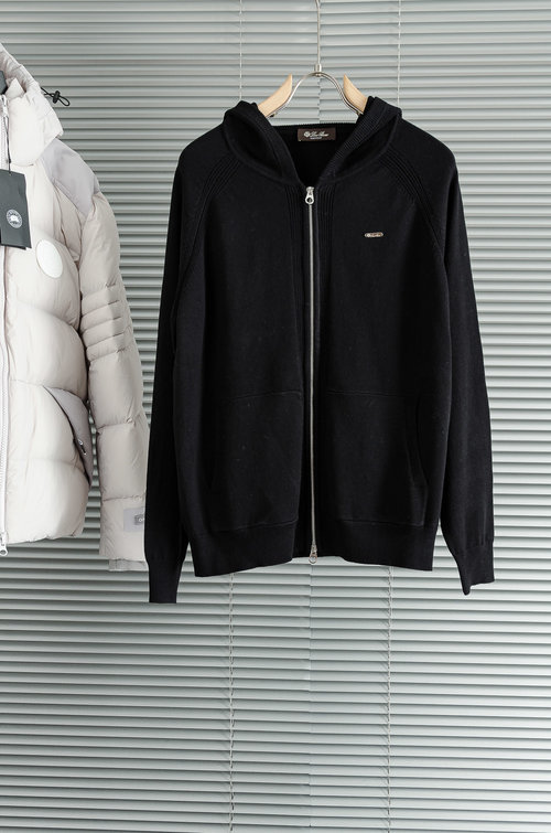 Loro Piana Classic Solid-color Wool Sweater with Hood and Zipper