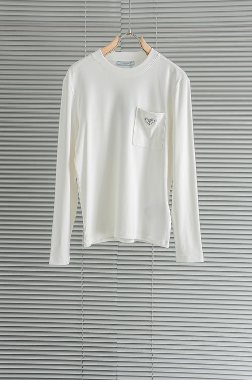 Prada New Long-Sleeve T-Shirt with Premium Fabric and Logo