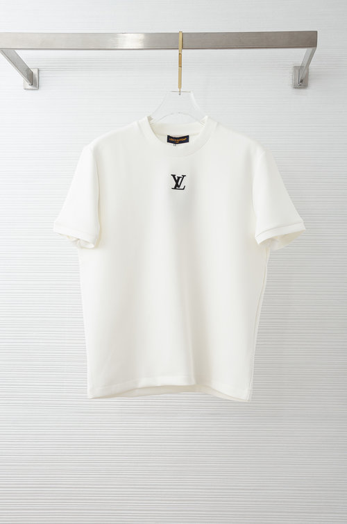 Louis Vuitton Space Cotton Embroidered Logo Round Neck Short Sleeve