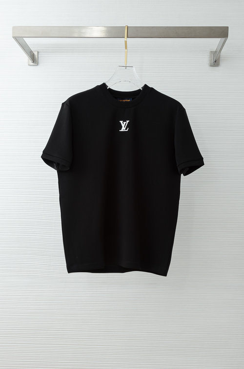 Louis Vuitton Space Cotton Embroidered Logo Round Neck Short Sleeve