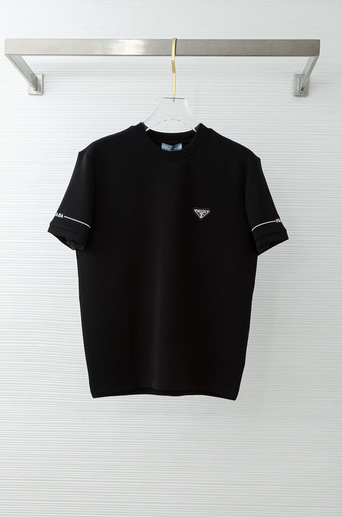 Prada Space Cotton Logo Embroidered Round Neck T-Shirt