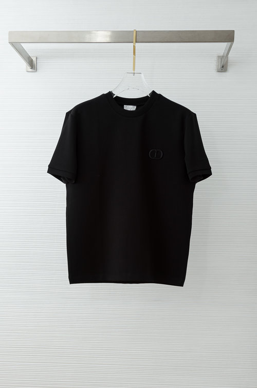 Dior Space Cotton Logo Embroidered Round Neck T-Shirt