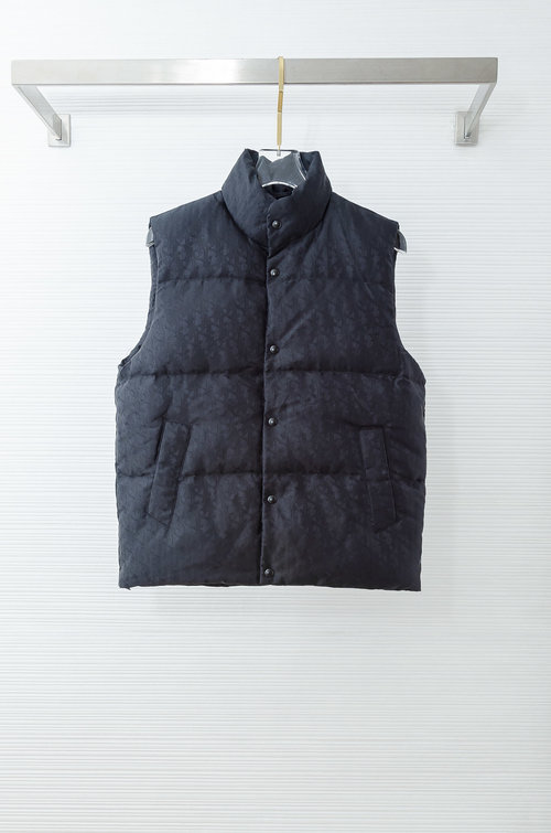 Dior Luxury Down Vest with Custom Jacquard and 90% White Goose Down