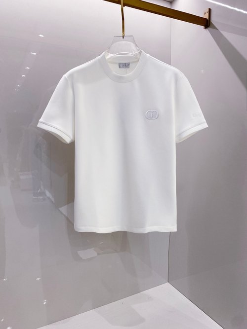 Dior Fashionable Solid Color Round Neck Short Sleeve Top