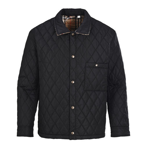 Burberry Pure Color Quilted Pocket Checked Cotton Jacket