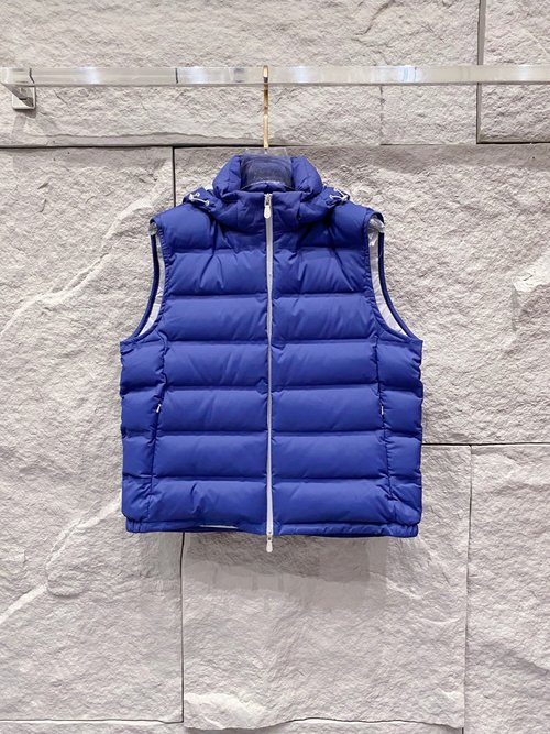 Brunello Cucinelli Detachable Hood Down Vest with Customized Fabrics
