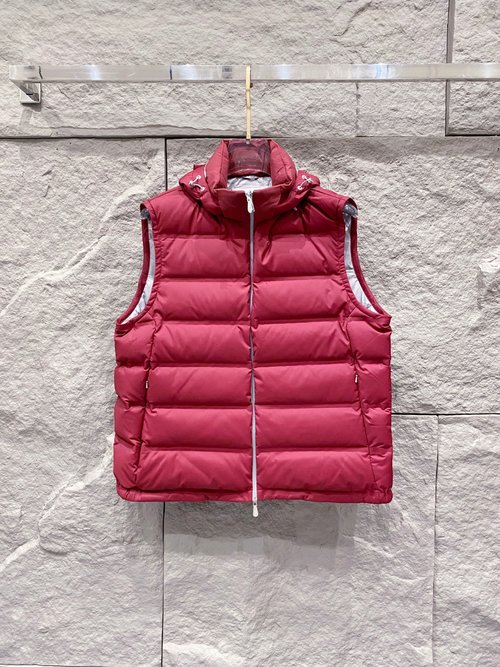 Brunello Cucinelli Detachable Hood Down Vest with Customized Fabrics