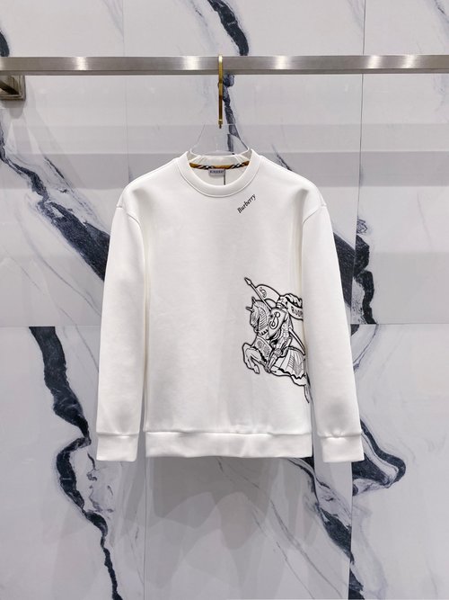 Burberry Space Cotton Pullover Hoodie with Embroidery