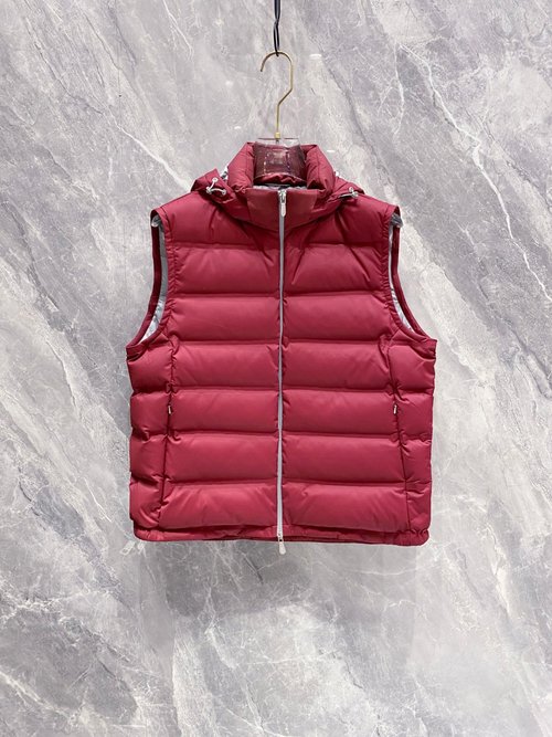 Brunello Cucinelli BC Down Vest with Detachable Hood and High-Quality Fabrics