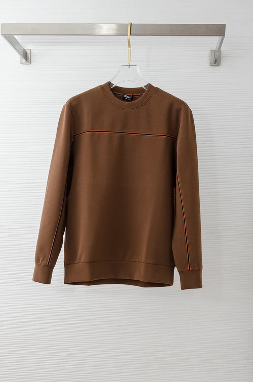 Zegna Stylish Round-neck Sweatshirt with Orange Embroidery