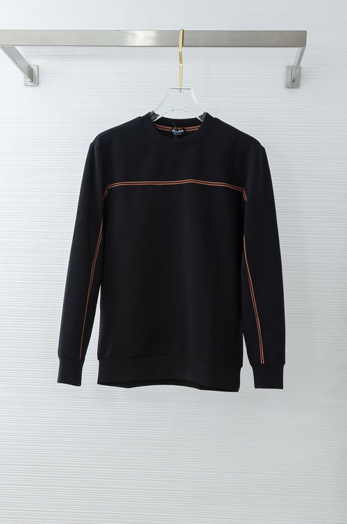 Zegna Embroidered Orange Line Round-neck Long-sleeve Sweatshirt