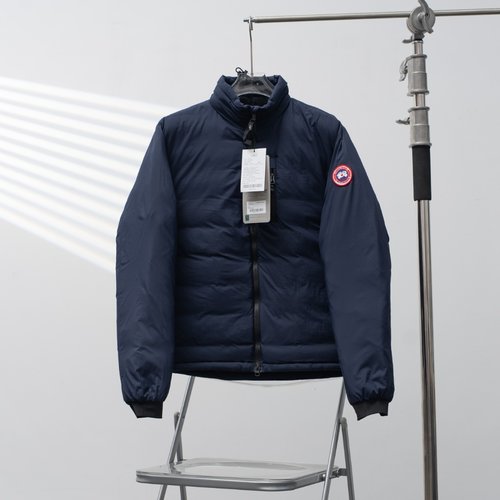 Canada Goose Single-Zipper Cuff Logo Stand Collar Dark Blue Down Jacket