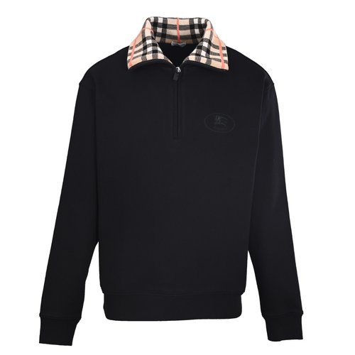 Burberry Checked Collar Half-Zip Sweatshirt