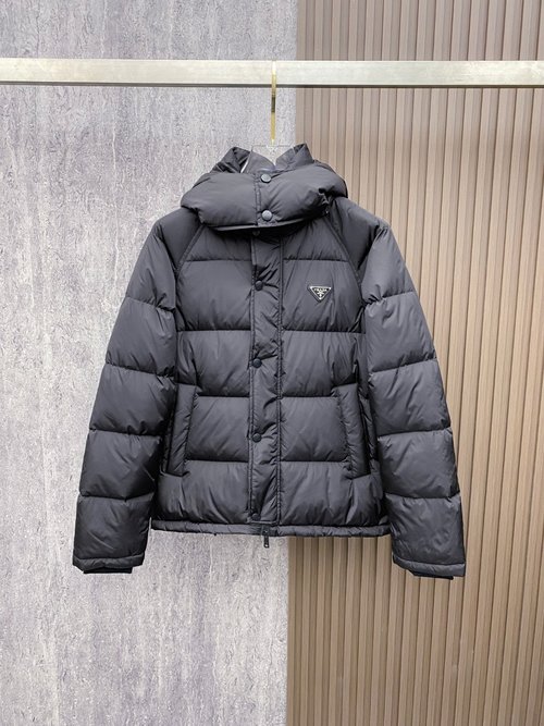 Prada Detachable Hood Down Jacket with Classic Logo