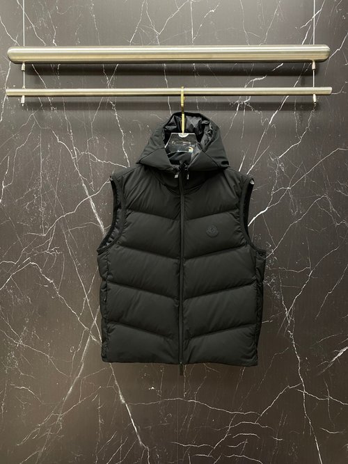Moncler Detachable Hood Down Vest with Logo Accent
