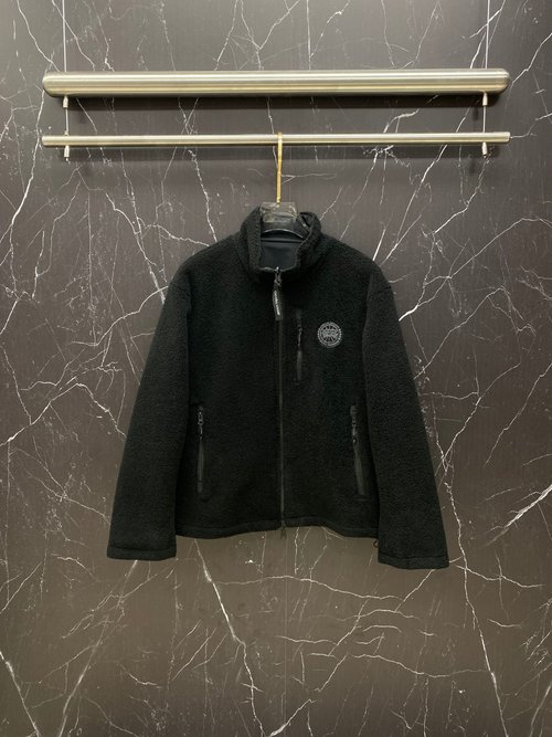 Moncler Double-Sided Fleece Jacket with Spliced Sleeves