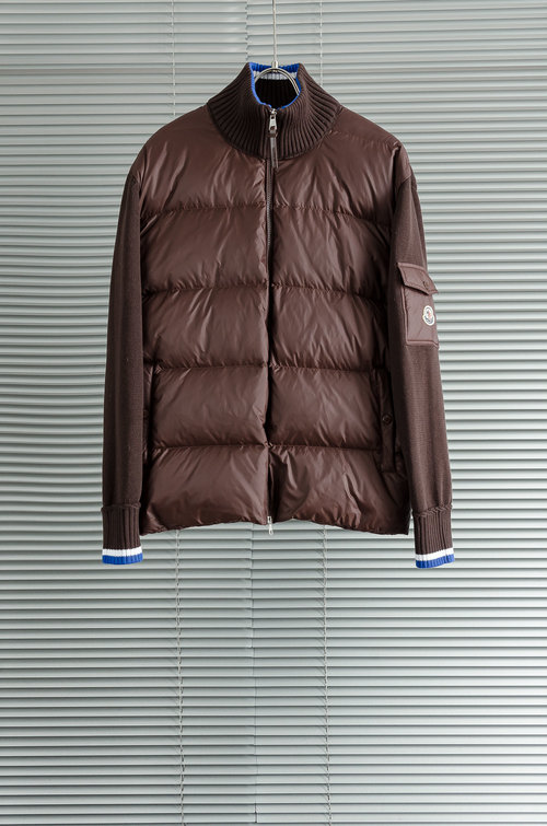 Moncler Soft Knit-Spliced Warm Down Jacket