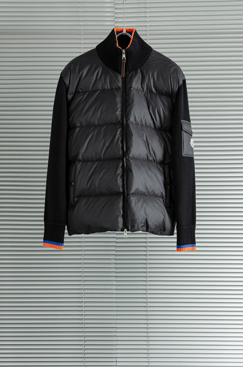 Moncler Soft Knit-Spliced Warm Down Jacket