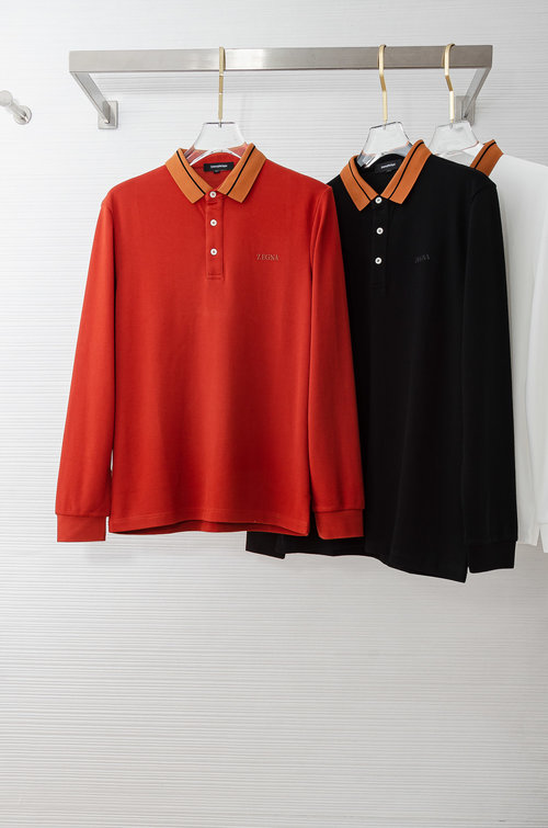 Zegna Solid Color Long Sleeve Crew Neck T-Shirt