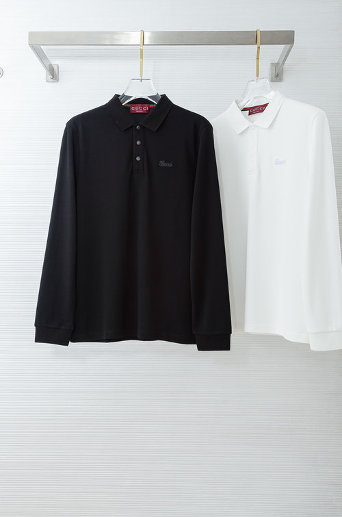 Gucci Solid Color Long Sleeve Collared T-Shirt