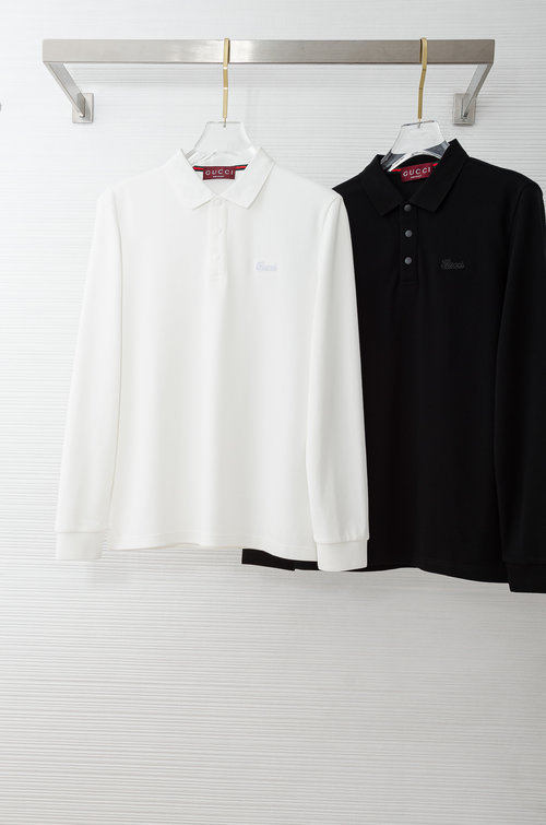 Gucci Solid Color Long Sleeve Collared T-Shirt