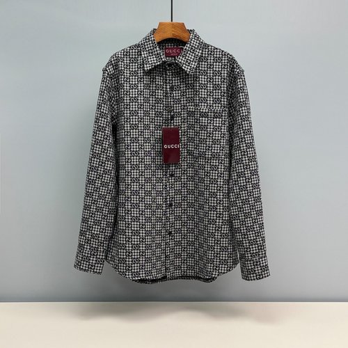 Gucci Cotton-Wool Blend Jacquard Shirt with 3D Pattern