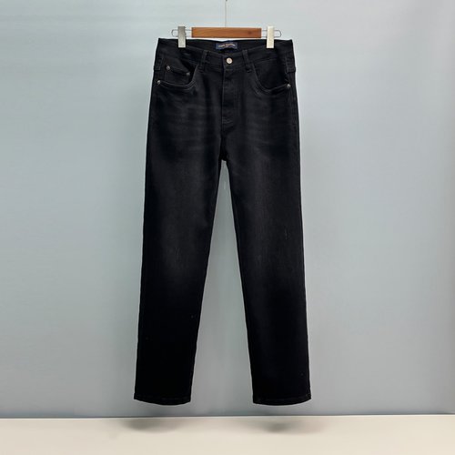 Louis Vuitton Straight-Leg Jeans with Logo Embellishments
