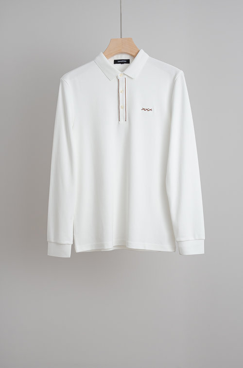 Zegna Solid Color Elegant Long Sleeve Polo T-Shirt