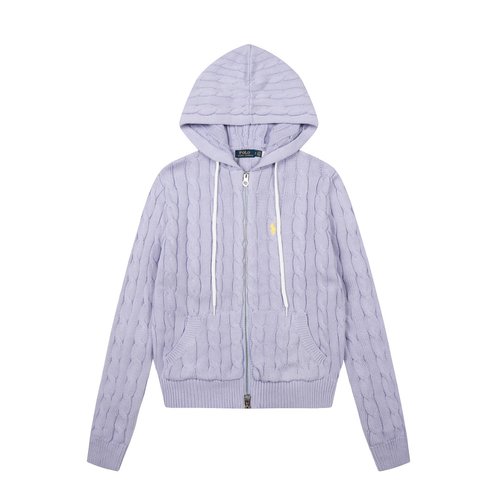 Polo Ralph Lauren Solid Color Embroidered Logo Full-Zip Hooded Jacket