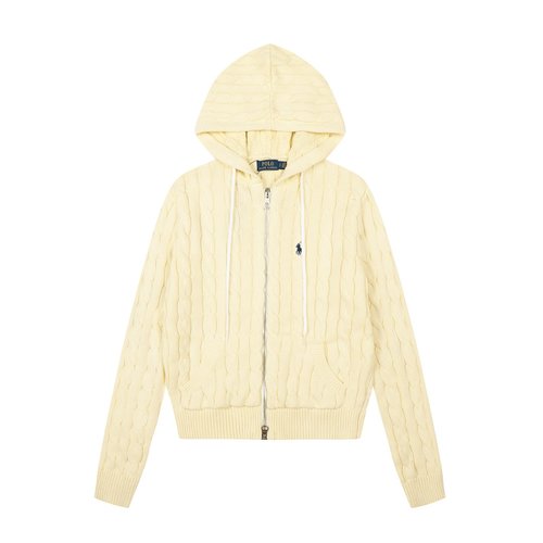 Polo Ralph Lauren Solid Color Zip-up Hooded Jacket with Embroidery
