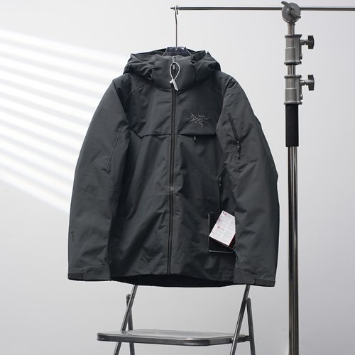ArcTeryx Seawater Wave Gray Hooded Goose Down Coat