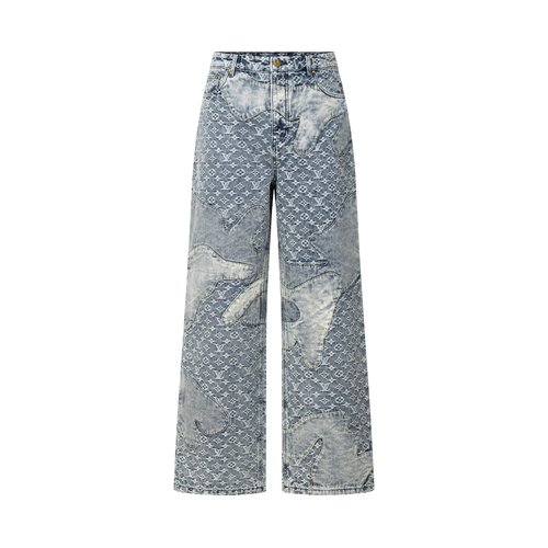 Louis Vuitton Vintage Denim Straight Pants with Patchwork and Embroidered Details