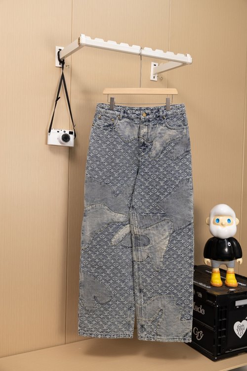 Louis Vuitton Vintage Denim Pants with Panda Patchwork