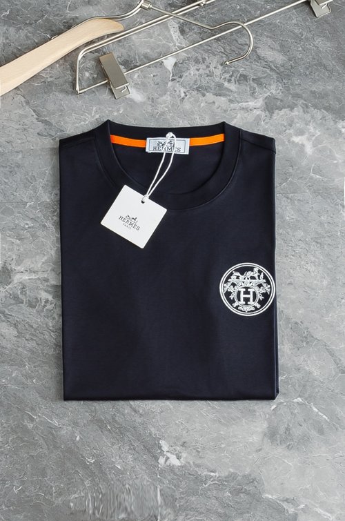 Hermes New Solid Color Round Neck T-Shirt