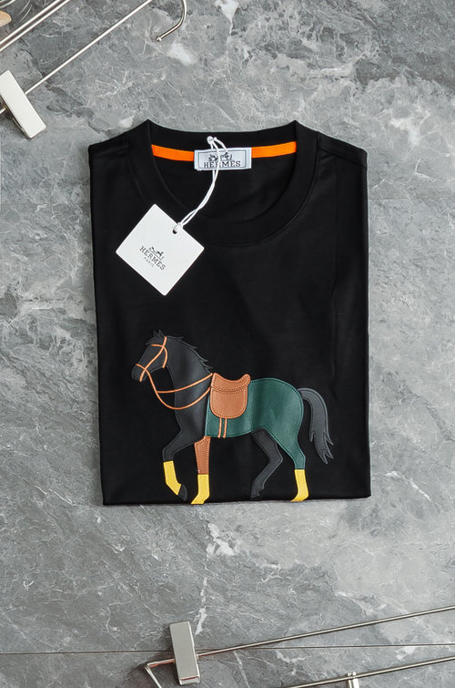 Hermes New Solid Color Round Neck T-Shirt