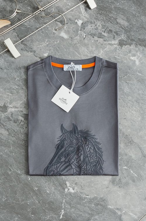 Hermes New Solid Color Round Neck T-Shirt