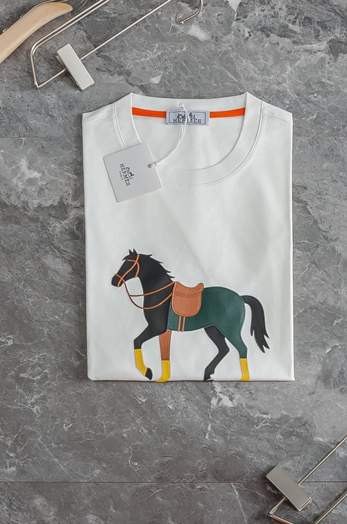 Hermes New Crew Neck T-Shirt Made of High-Quality Cotton