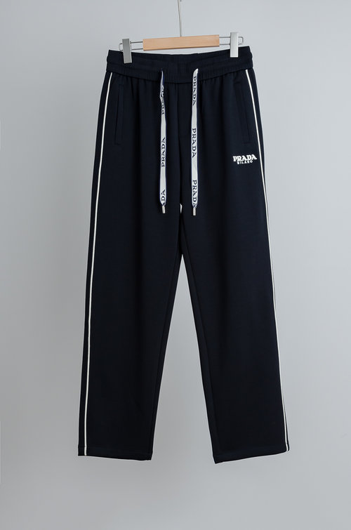 Prada Comfortable Straight-Leg Pants with Elastic Waist