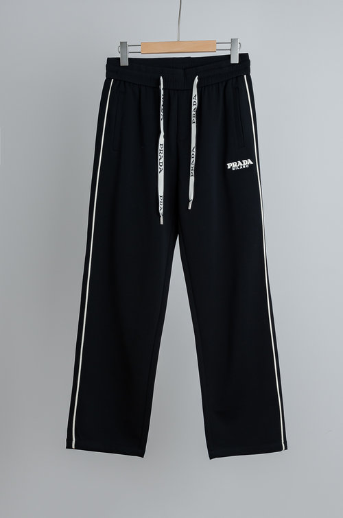 Prada Comfortable Straight-Leg Pants with Elastic Waist